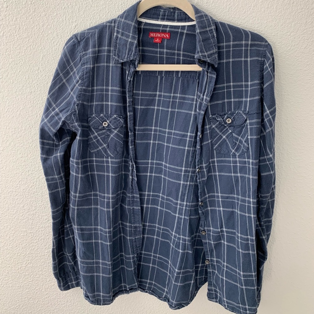 Merona by Target Navy & White Plaid Light Flannel